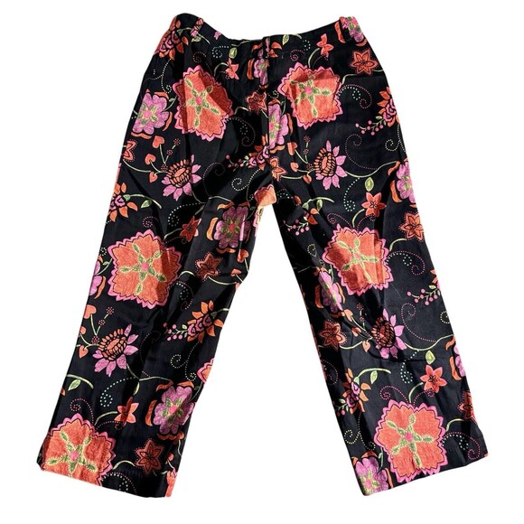 VTG Spenser Jeremy l Vintage 90’s Flower Print Capris 4 Black, orange and pink - Picture 10 of 11